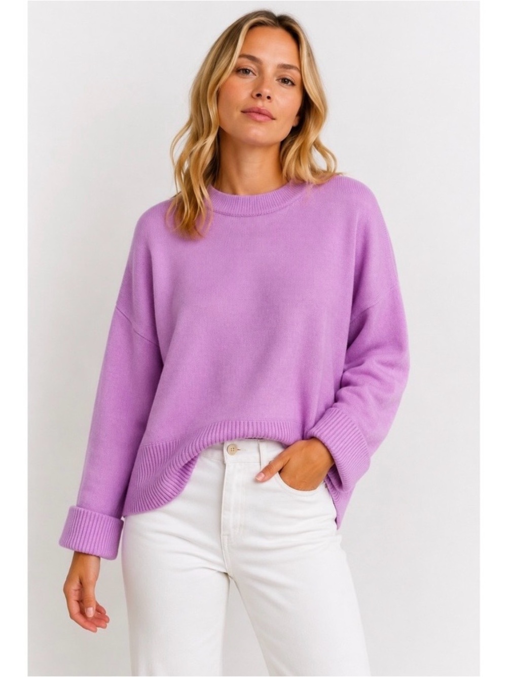 Pilcro Lavender Wool Blend Oversized Crewneck Sweater Size S